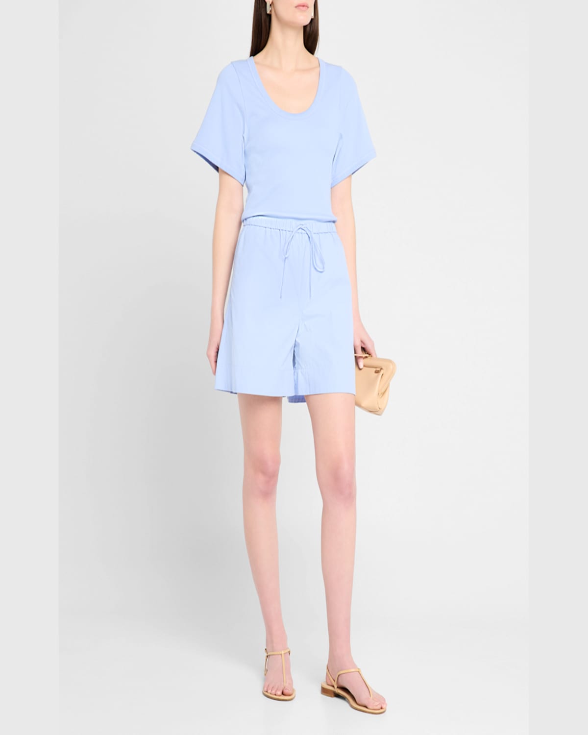 Shop By Malene Birger Ifeion Striped Organic Cotton Shorts In Blue Iris Stripe Small