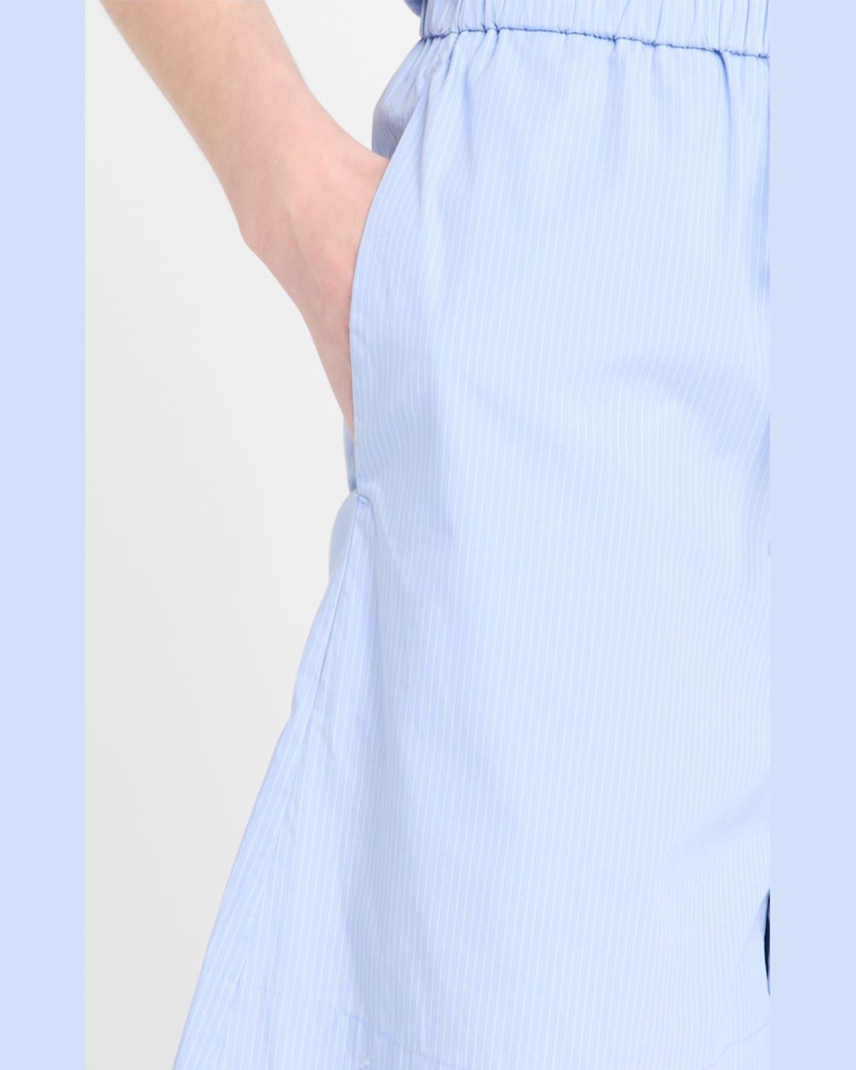 Shop By Malene Birger Ifeion Striped Organic Cotton Shorts In Blue Iris Stripe Small