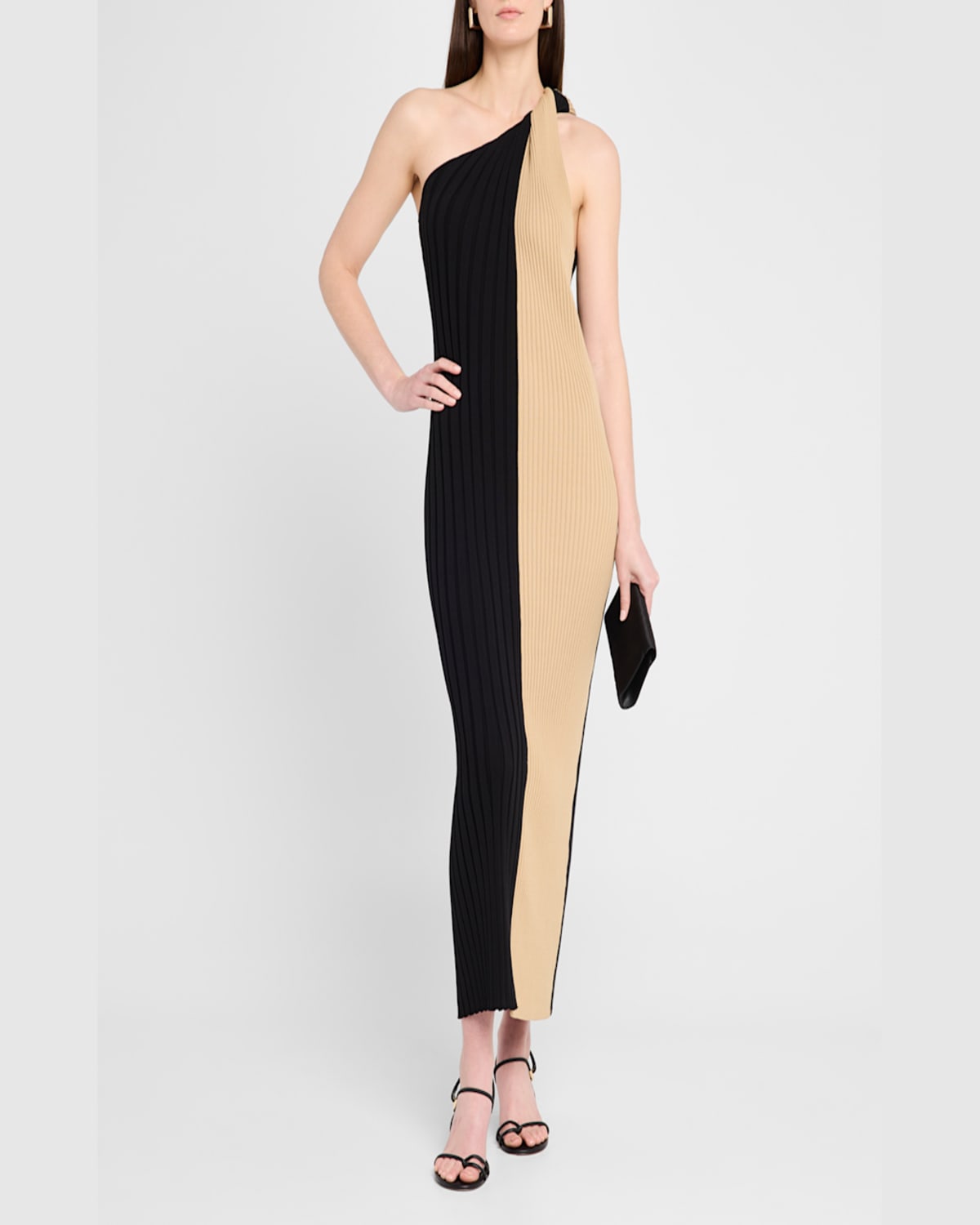 Shop By Malene Birger Noto Ribbed Colorblock Bodycon Midi Dress In Bicolor Block