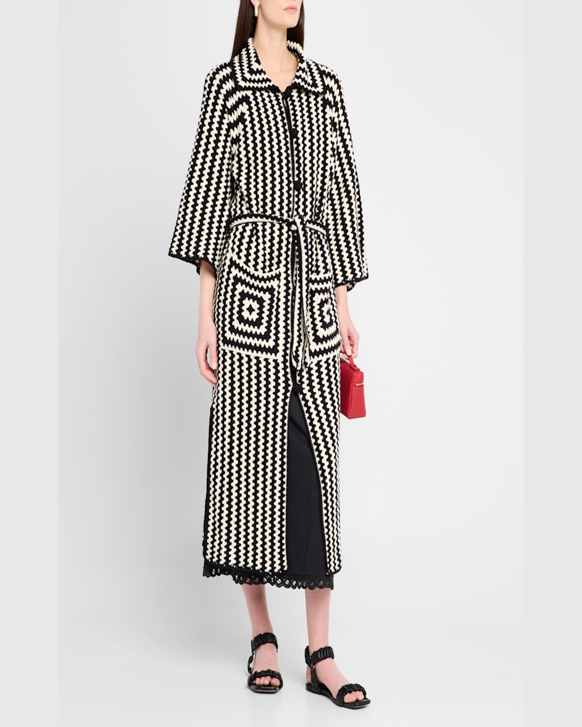 By Malene Birger Dina Crocheted Organic Cotton Cardigan In Crochet Black  White