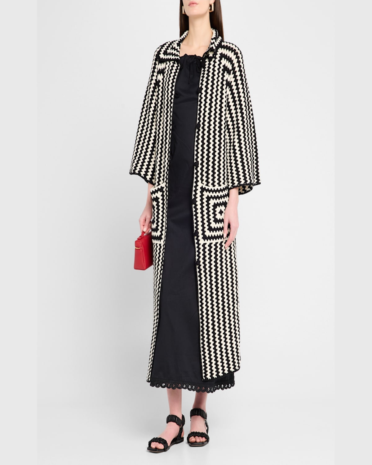 By Malene Birger Dina Crocheted Organic Cotton Cardigan In Crochet Black  White