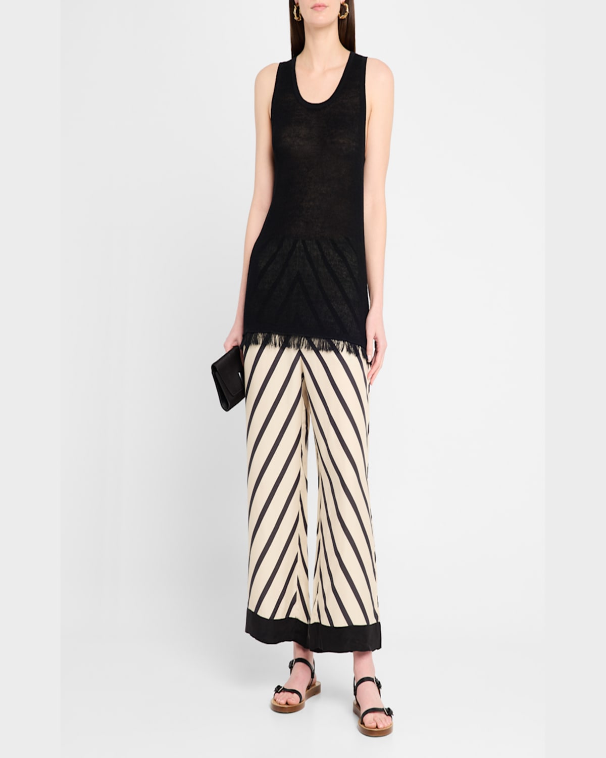 Shop By Malene Birger Rhys Fringe-hem Knit Tank In Black