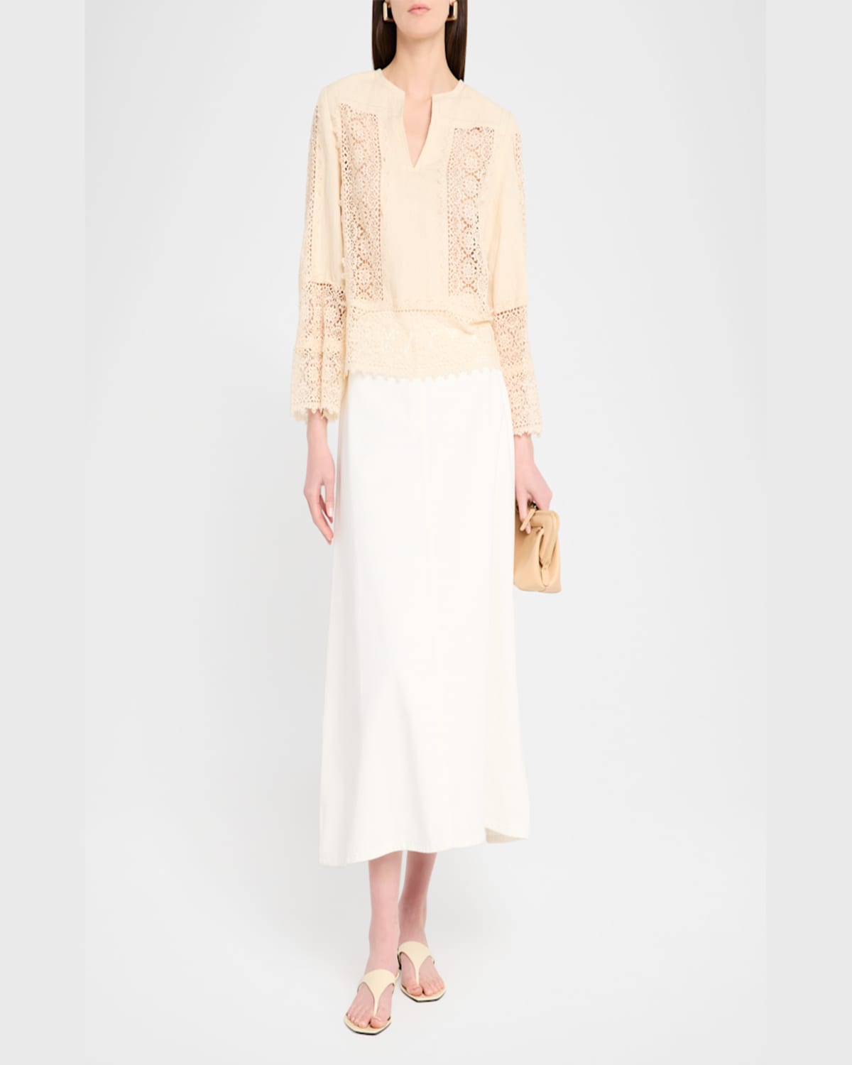 Shop By Malene Birger Carlas A-line Organic Cotton Twill Midi Skirt In Soft White