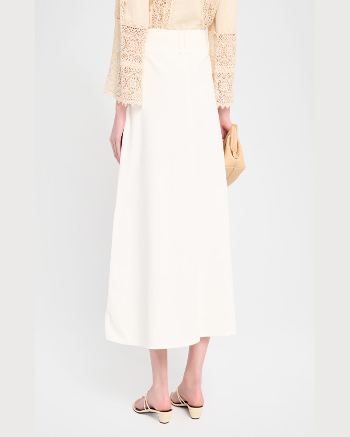 Shop By Malene Birger Carlas A-line Organic Cotton Twill Midi Skirt In Soft White