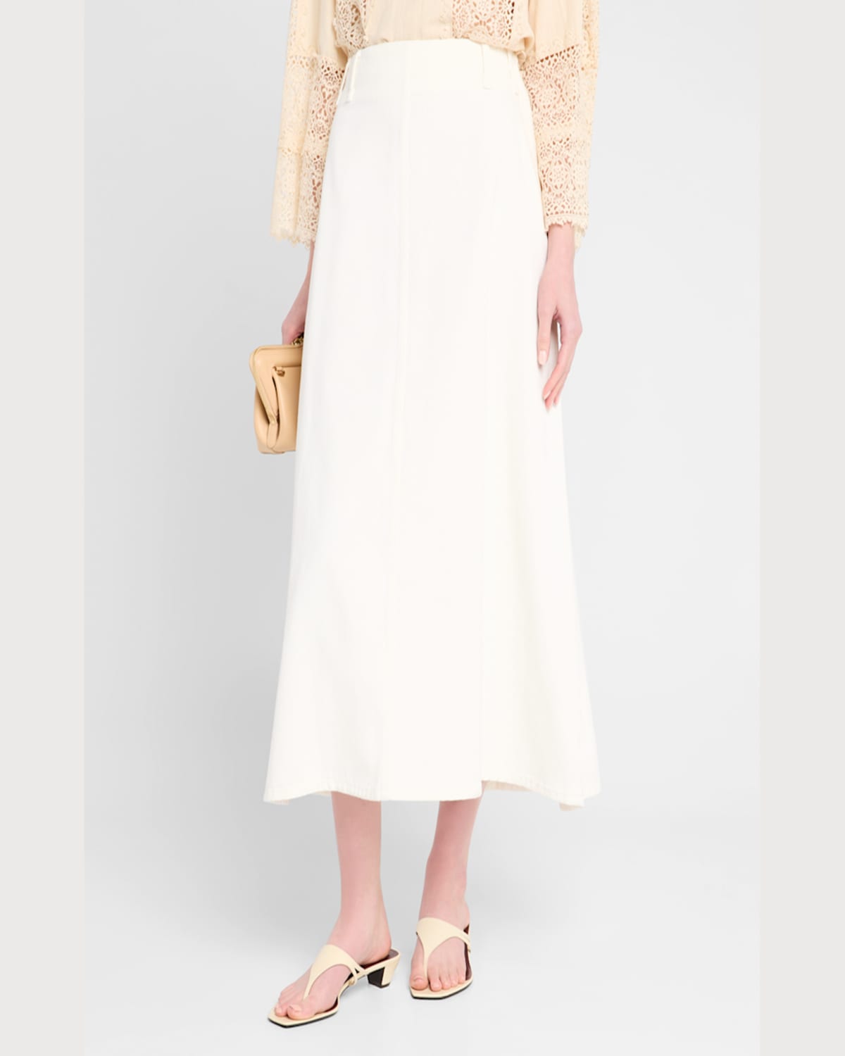 Shop By Malene Birger Carlas A-line Organic Cotton Twill Midi Skirt In Soft White