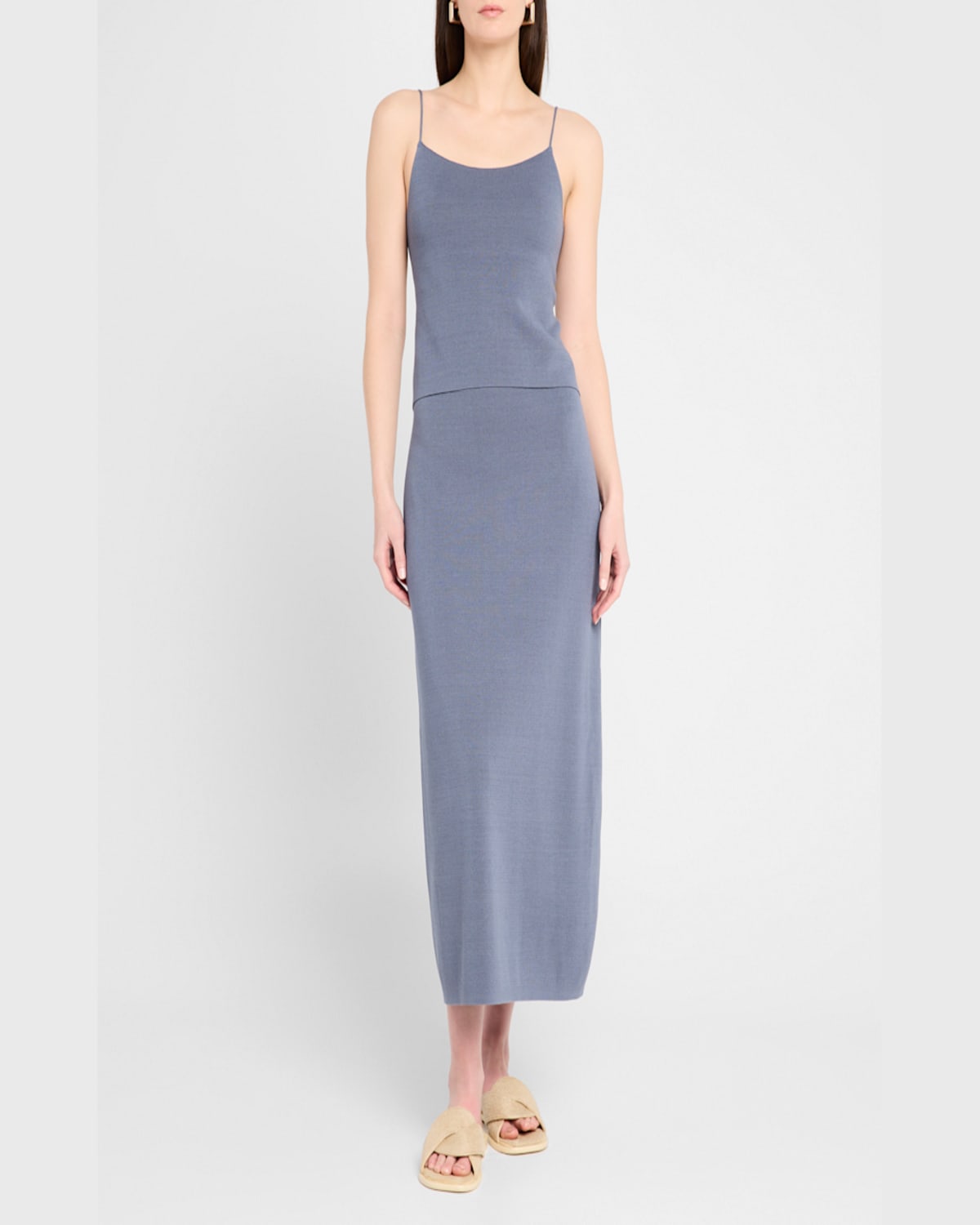 By Malene Birger Roz Straight Viscose Midi Skirt In Grisaille