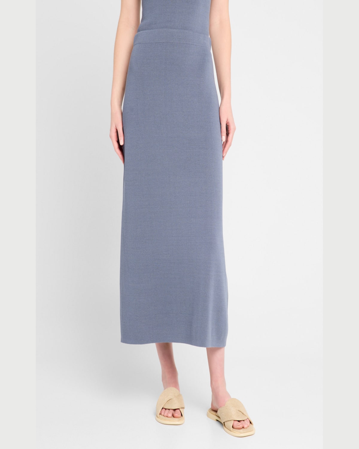By Malene Birger Roz Straight Viscose Midi Skirt In Grisaille