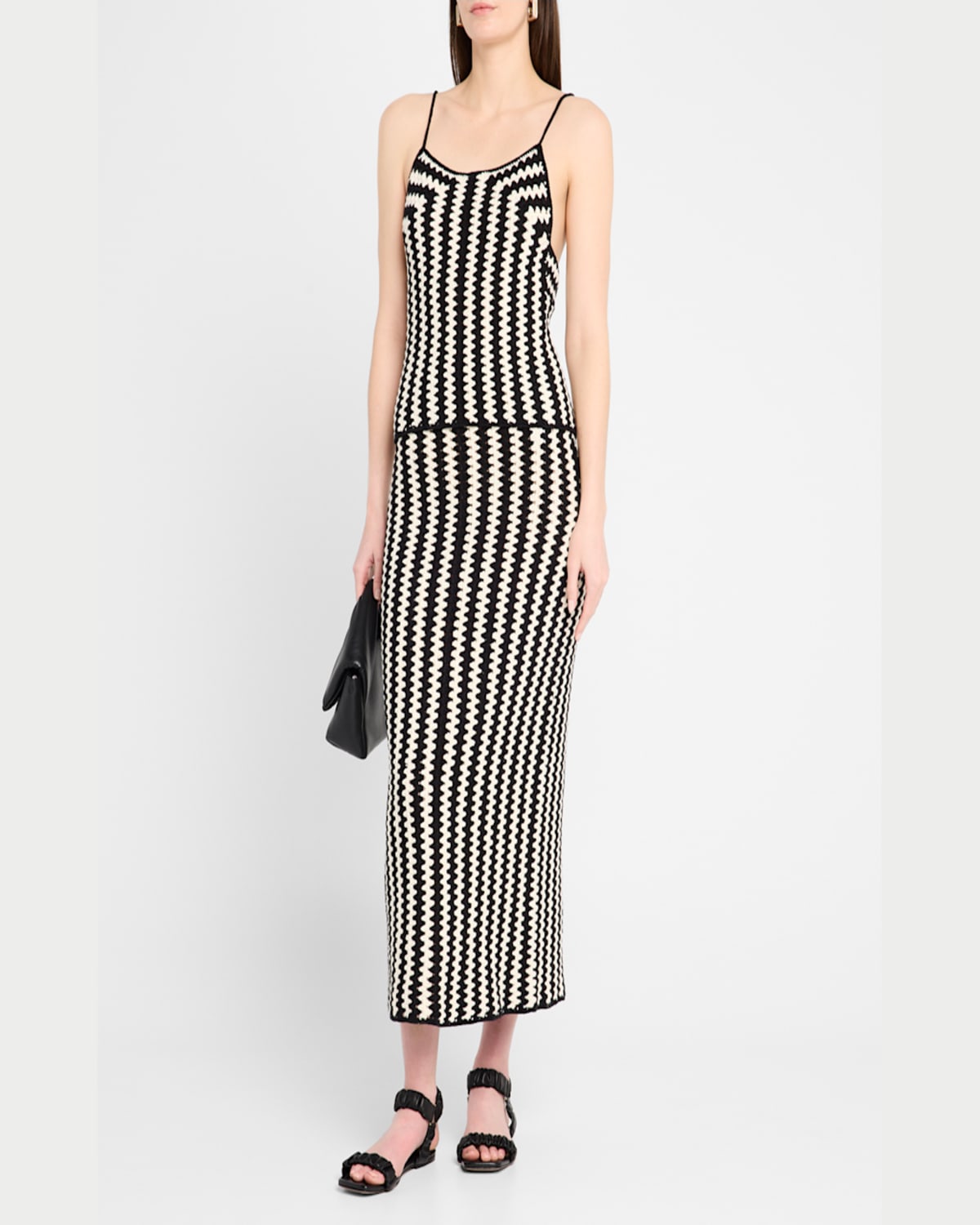 By Malene Birger Raze Crochet Organic Cotton Midi Skirt In Crochet Black  White