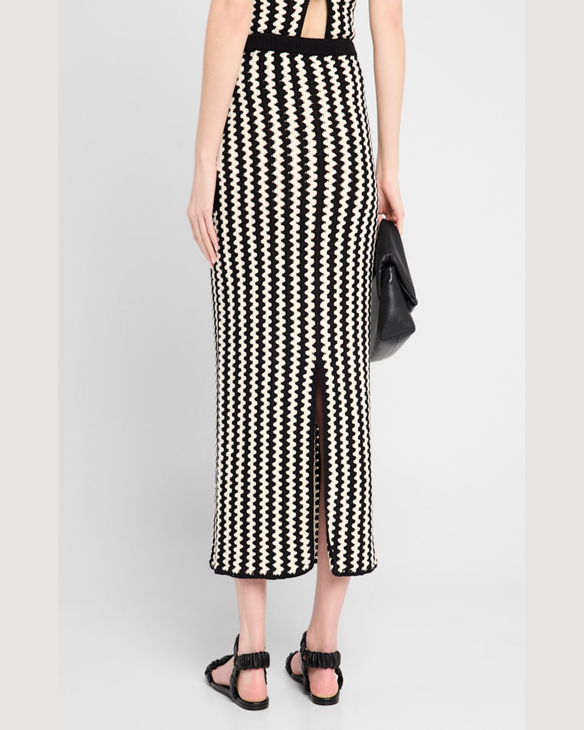 By Malene Birger Raze Crochet Organic Cotton Midi Skirt In Crochet Black  White