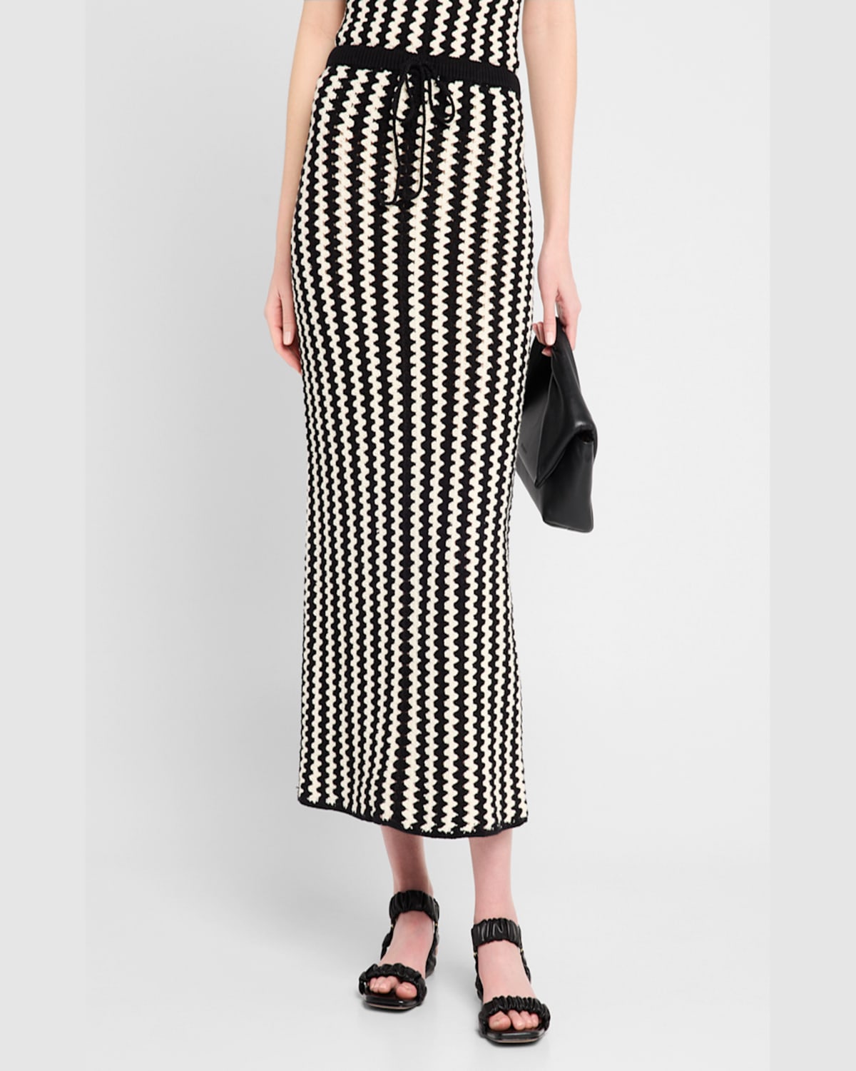 By Malene Birger Raze Crochet Organic Cotton Midi Skirt In Crochet Black  White