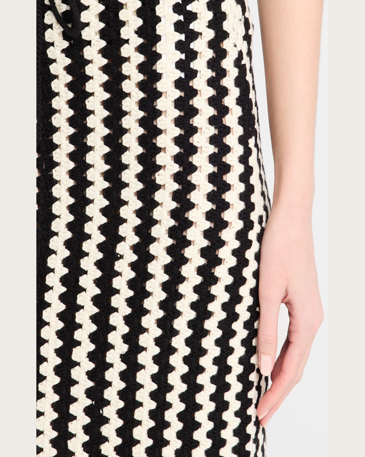 By Malene Birger Raze Crochet Organic Cotton Midi Skirt In Crochet Black  White
