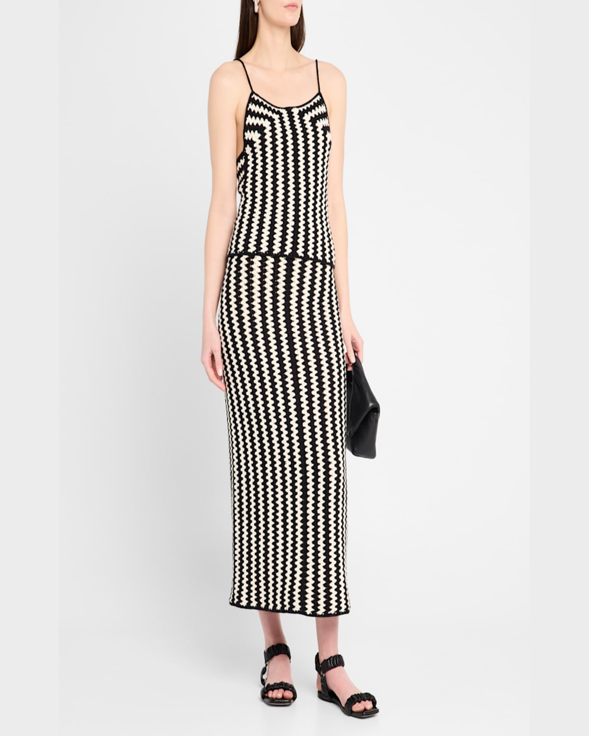 Shop By Malene Birger Doria Crochet Low-back Organic Cotton Tank In Crochet Black  White