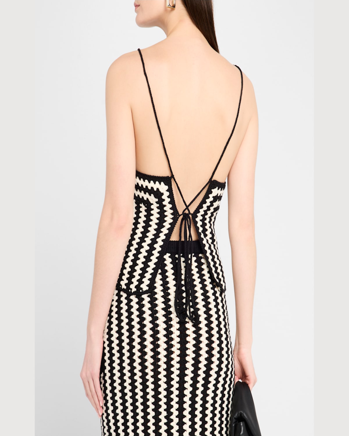 Shop By Malene Birger Doria Crochet Low-back Organic Cotton Tank In Crochet Black  White
