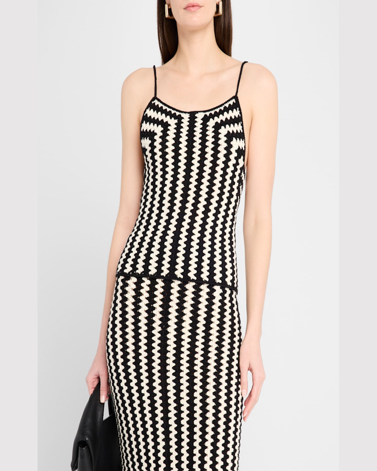 Shop By Malene Birger Doria Crochet Low-back Organic Cotton Tank In Crochet Black  White