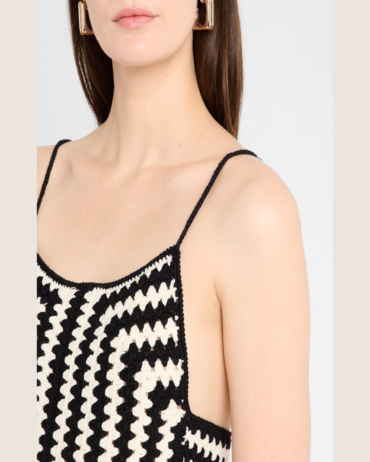 Shop By Malene Birger Doria Crochet Low-back Organic Cotton Tank In Crochet Black  White