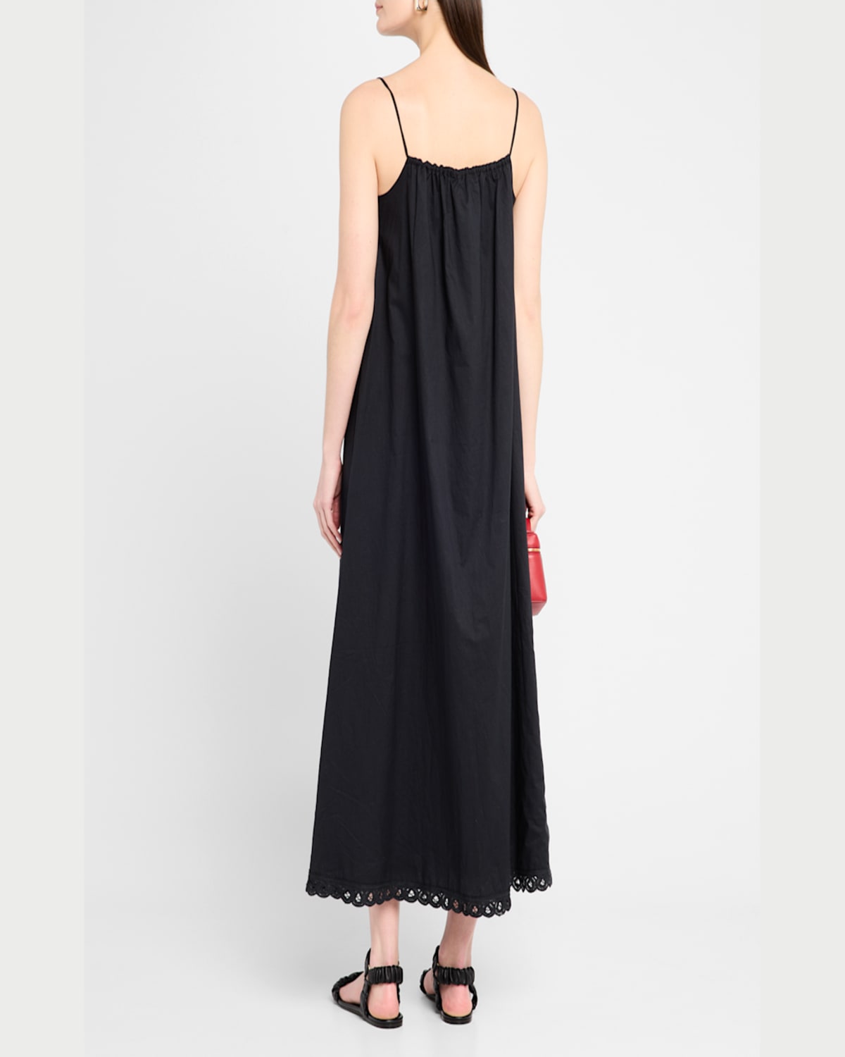 By Malene Birger Elizabeth Lace-trim Organic Cotton Midi Dress In Black