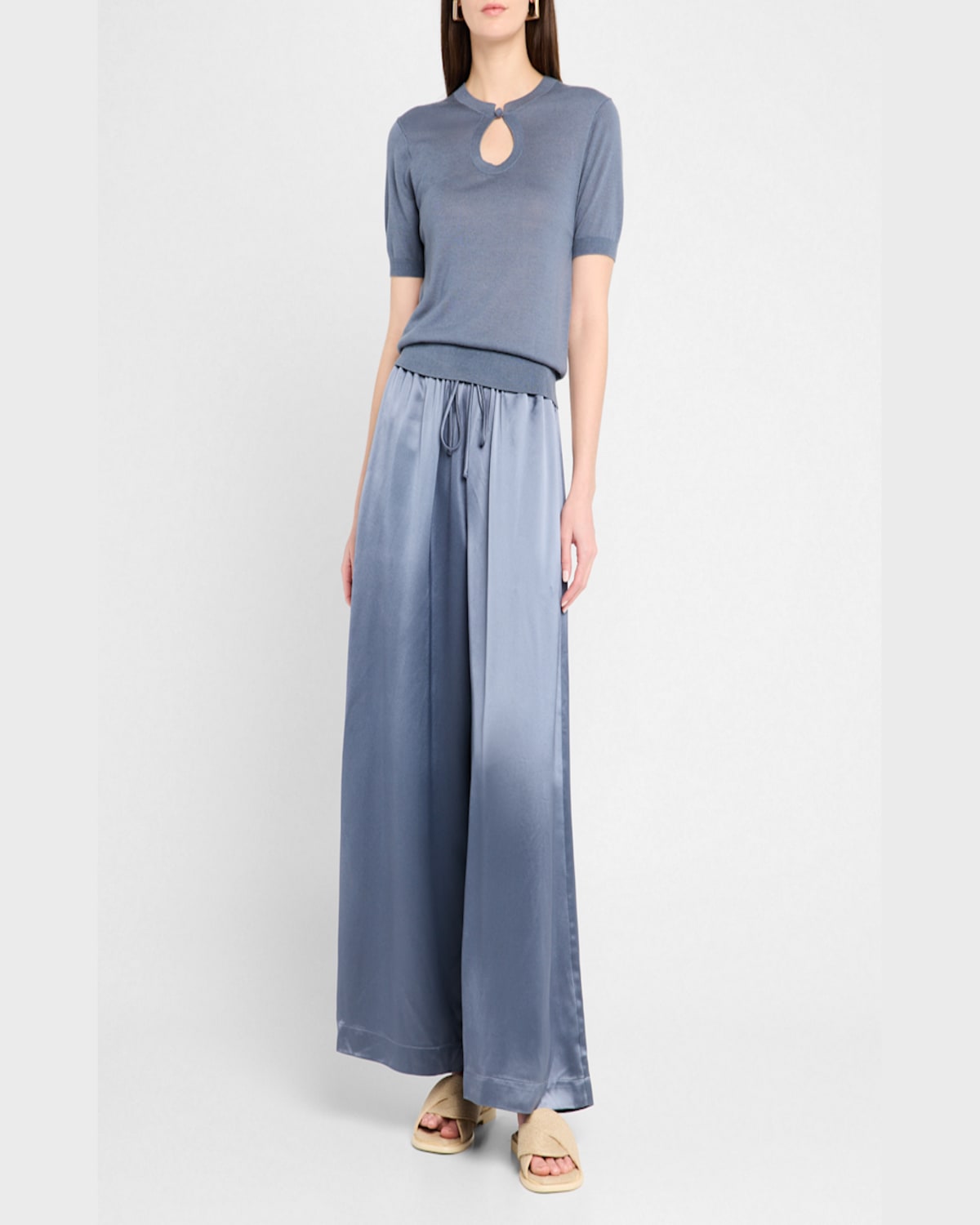 Shop By Malene Birger Clorella Pleated Wide-leg Trousers In Grisaille
