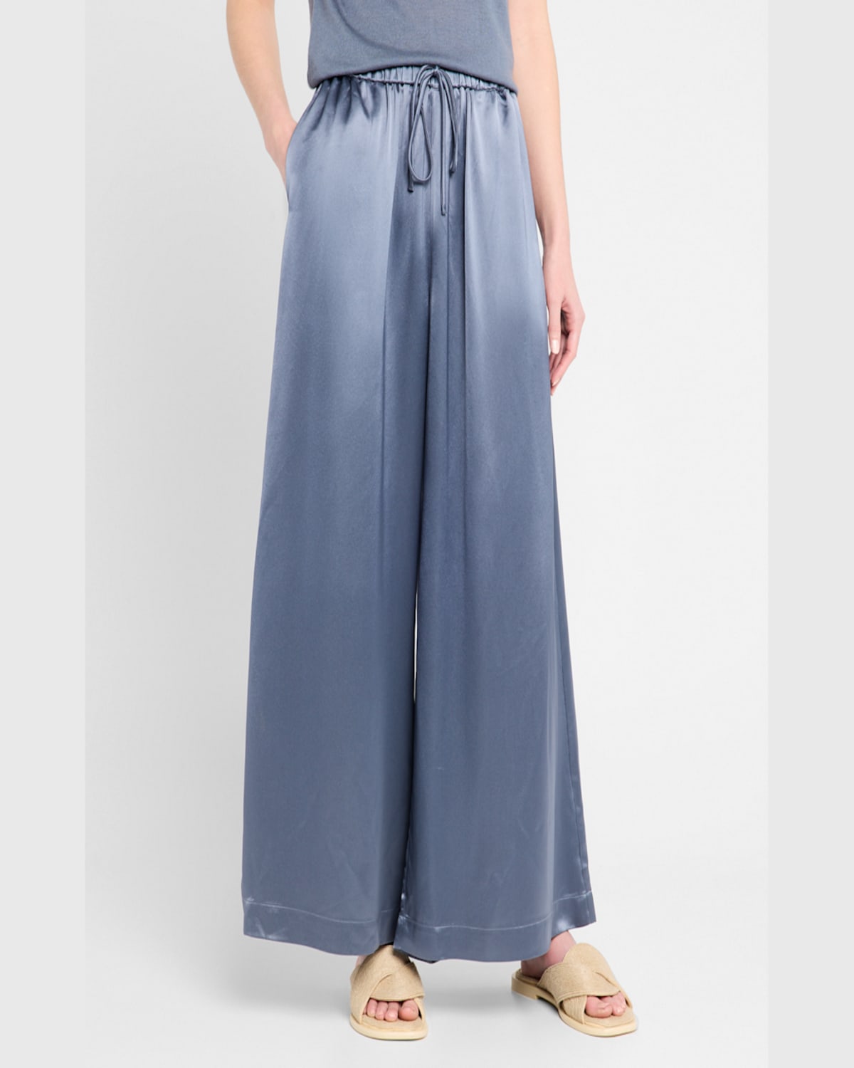 Shop By Malene Birger Clorella Pleated Wide-leg Trousers In Grisaille