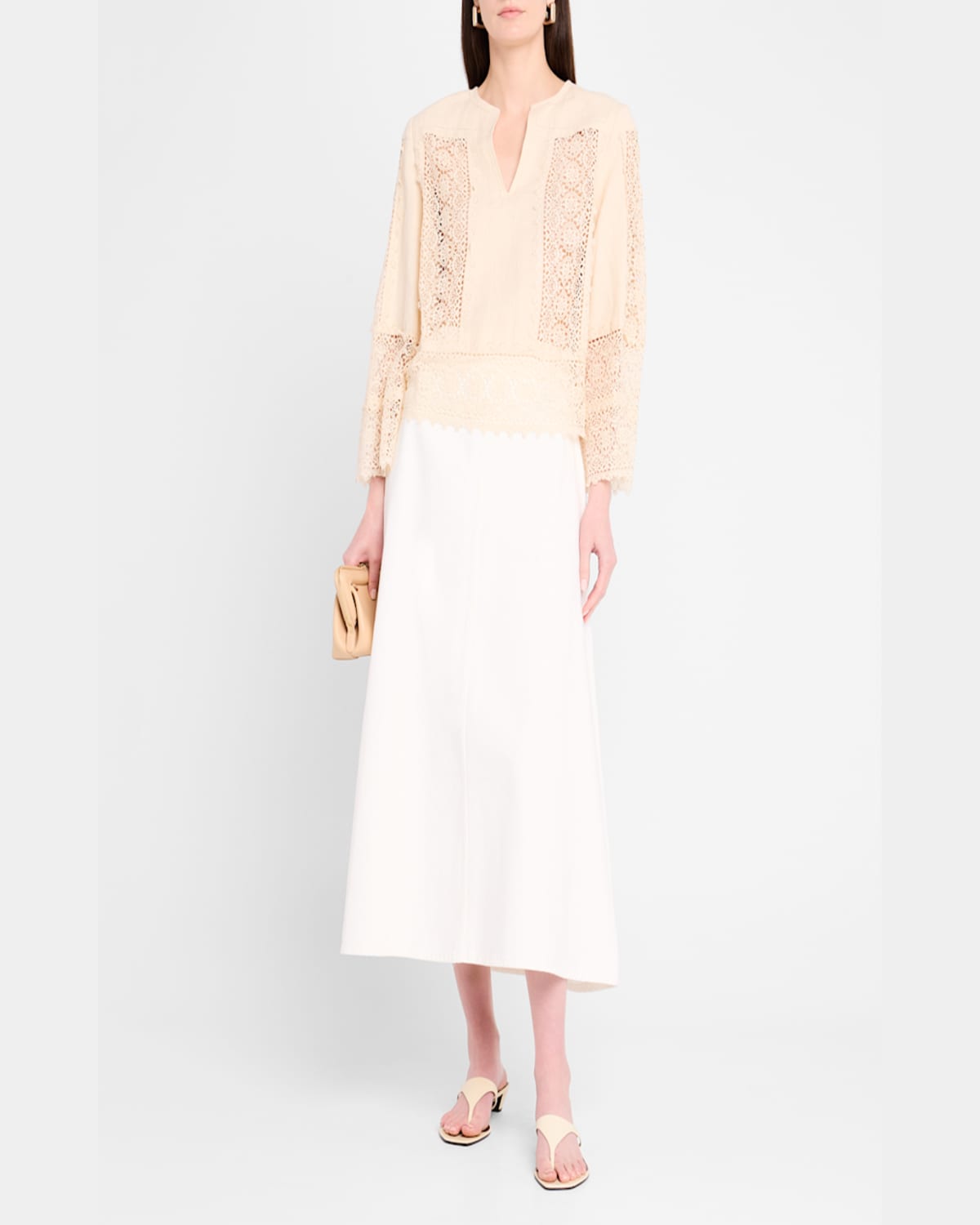 Shop By Malene Birger Donna Lace Inset Linen-cotton Blouse In Soft White