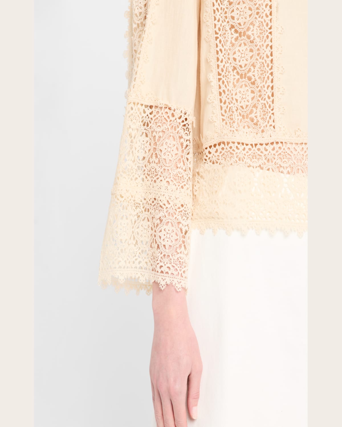 Shop By Malene Birger Donna Lace Inset Linen-cotton Blouse In Soft White