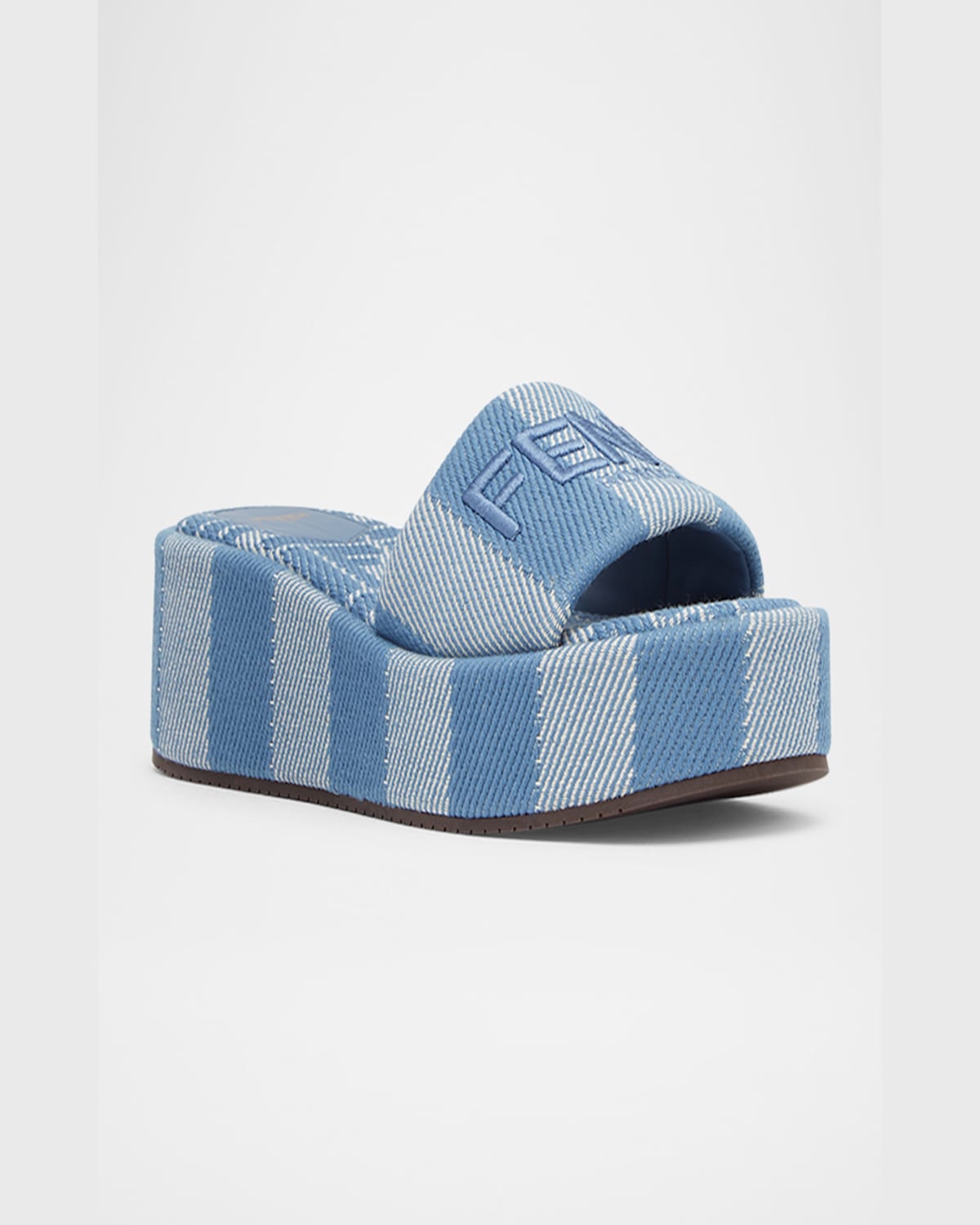FENDI SUNSHINE STRIPE LOGO PLATFORM SANDALS 