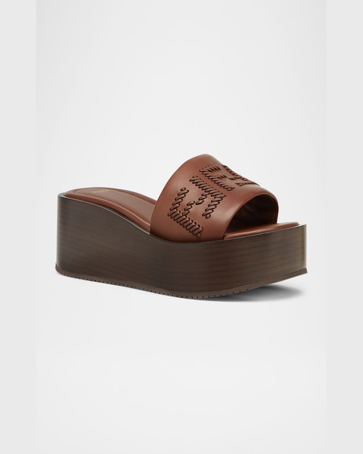 Fendi Embroidered Detail Platform Slides In F1stj Drk Ghianda Ghianda