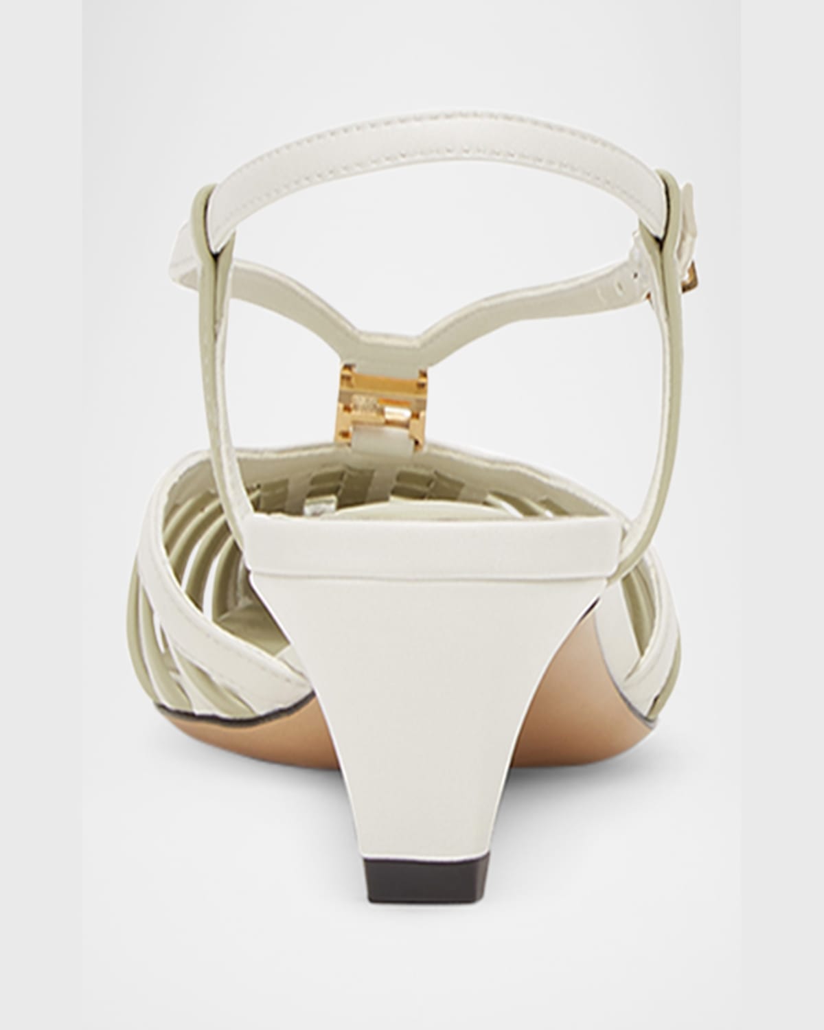 Fendi Two-tone Leather Ffold Pumps In Bianco Set Real Sage