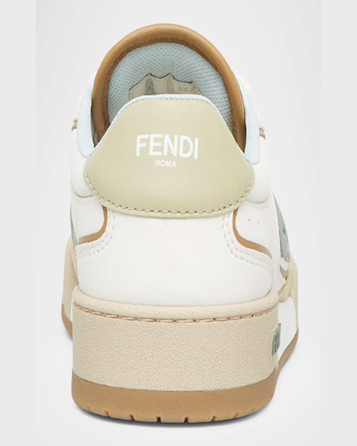 Fendi Leather Sneakers With Panelled Design And Contrast Sole In F1ruy Shell Sienn Mud Rose