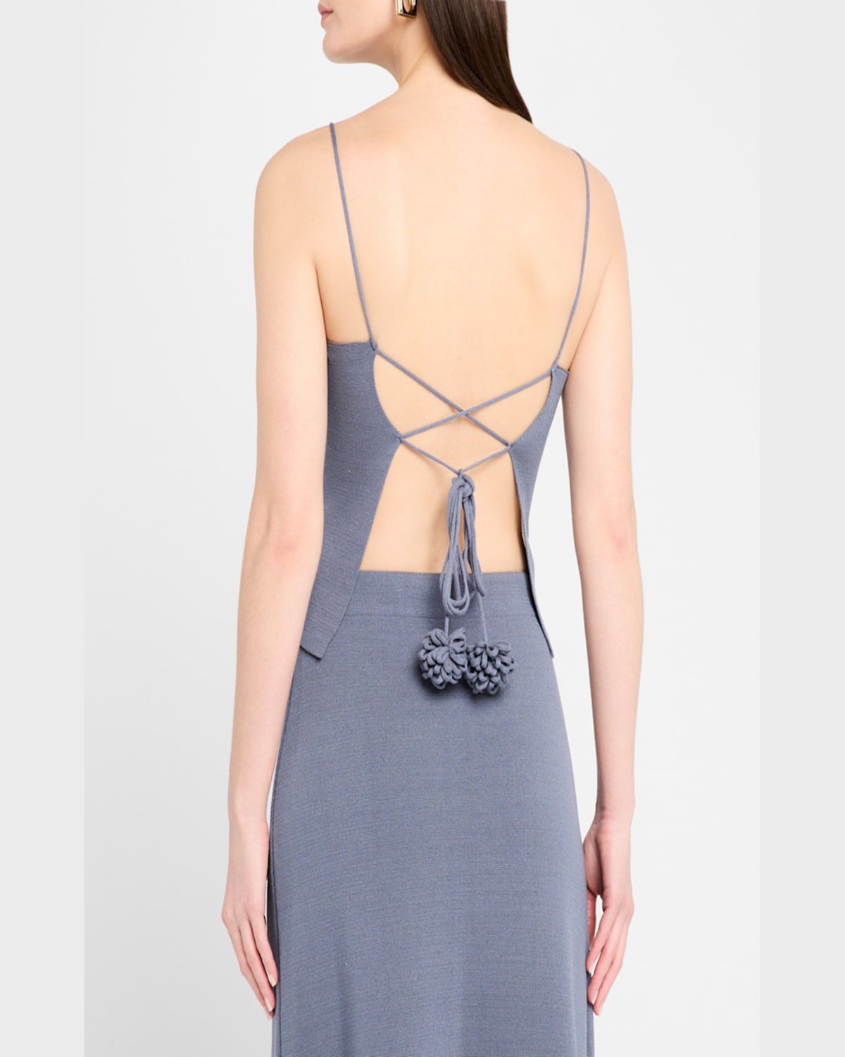 By Malene Birger Gillian Ribbed Lace-up Backless Tank In Grisaille