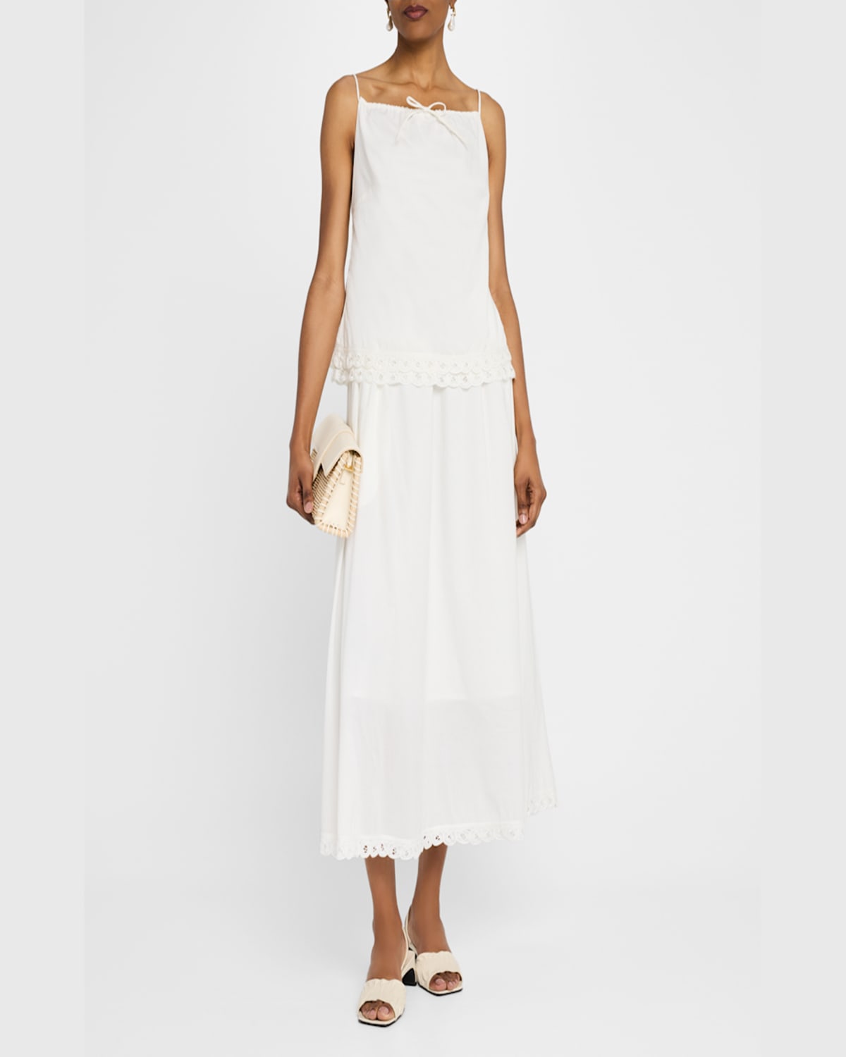 By Malene Birger Elle Lace-trim Organic Cotton Top In Soft White
