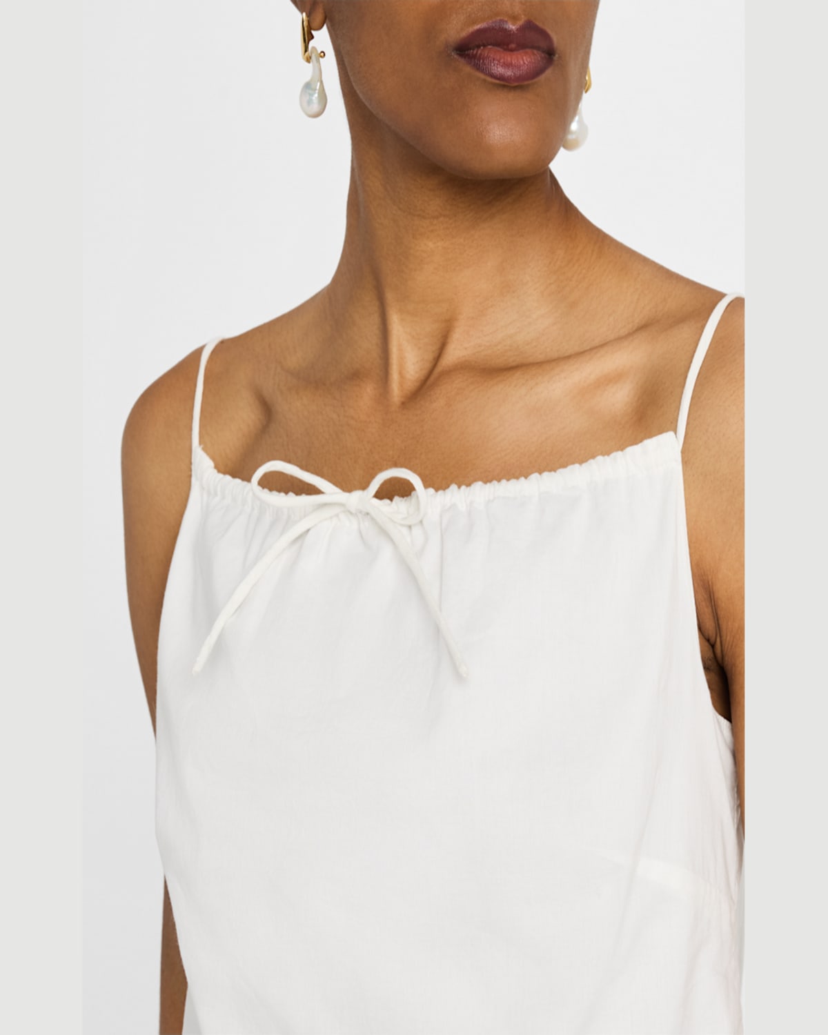 By Malene Birger Elle Lace-trim Organic Cotton Top In Soft White
