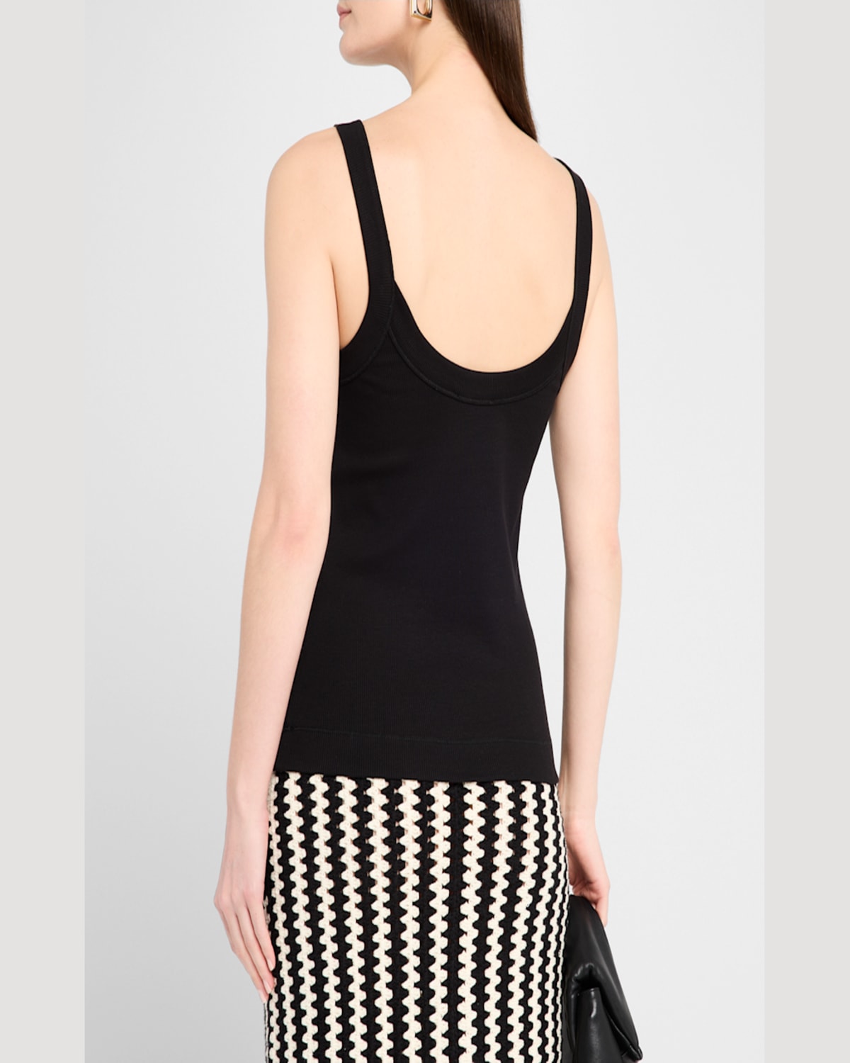By Malene Birger Frillio Ribbed Monogram Tank Top In Black
