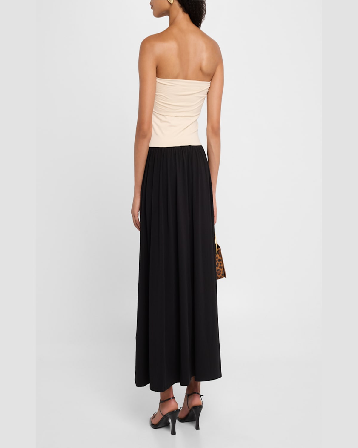 By Malene Birger Marciella Strapless Two-tone Maxi Dress In Blackoyster Gray