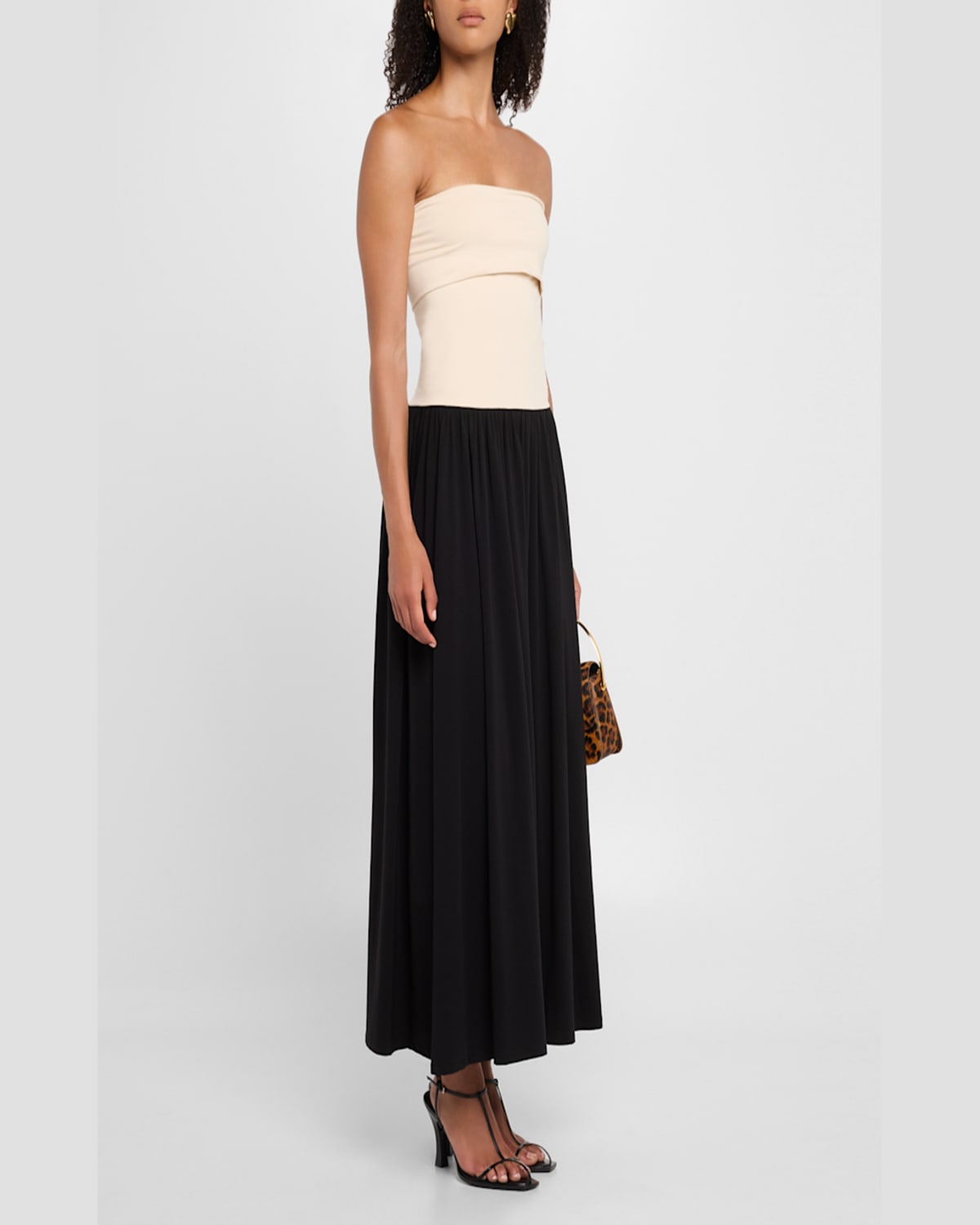 By Malene Birger Marciella Strapless Two-tone Maxi Dress In Blackoyster Gray