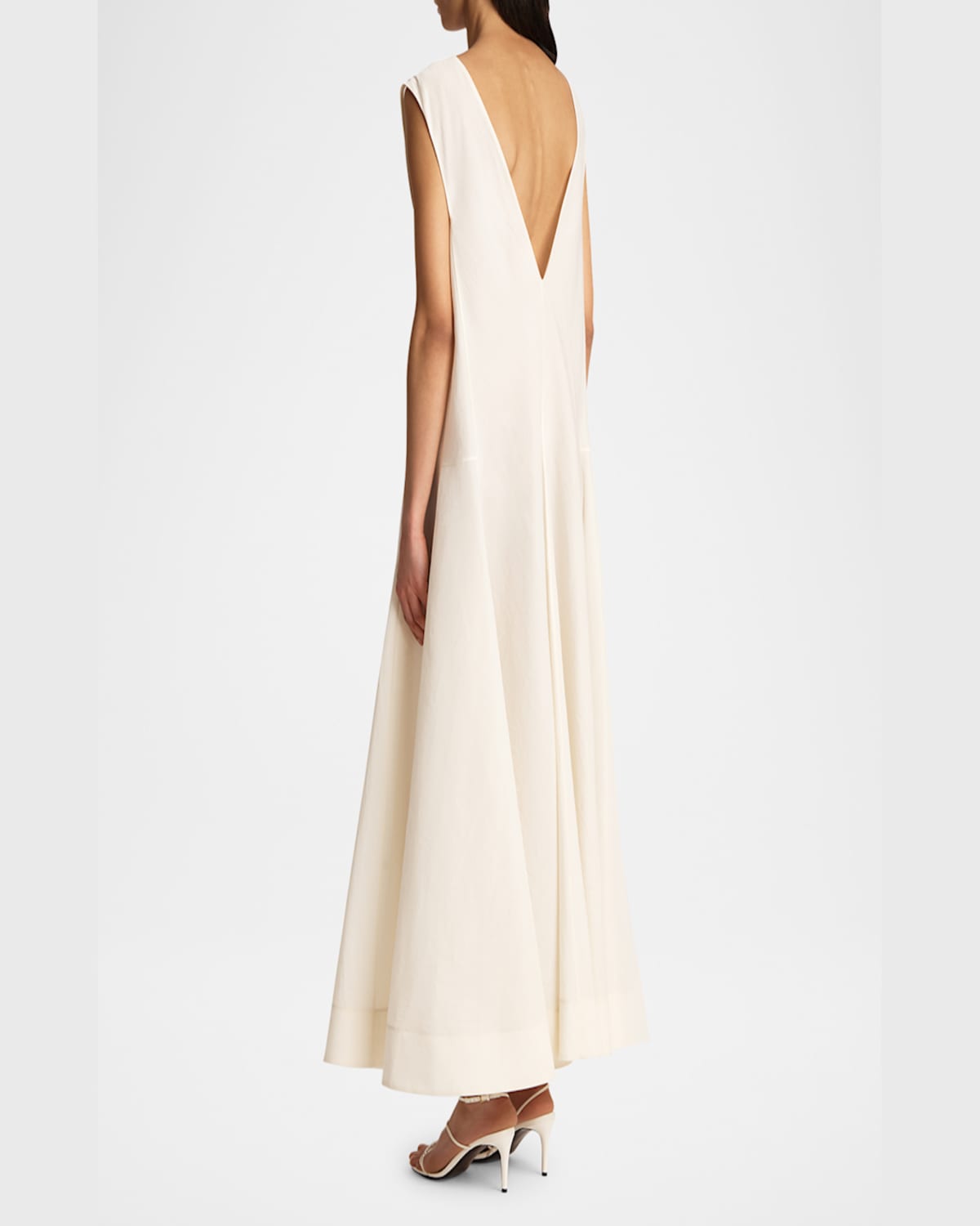 Khaite Mellie Open-back Sleeveless A-line Maxi Dress In Natural