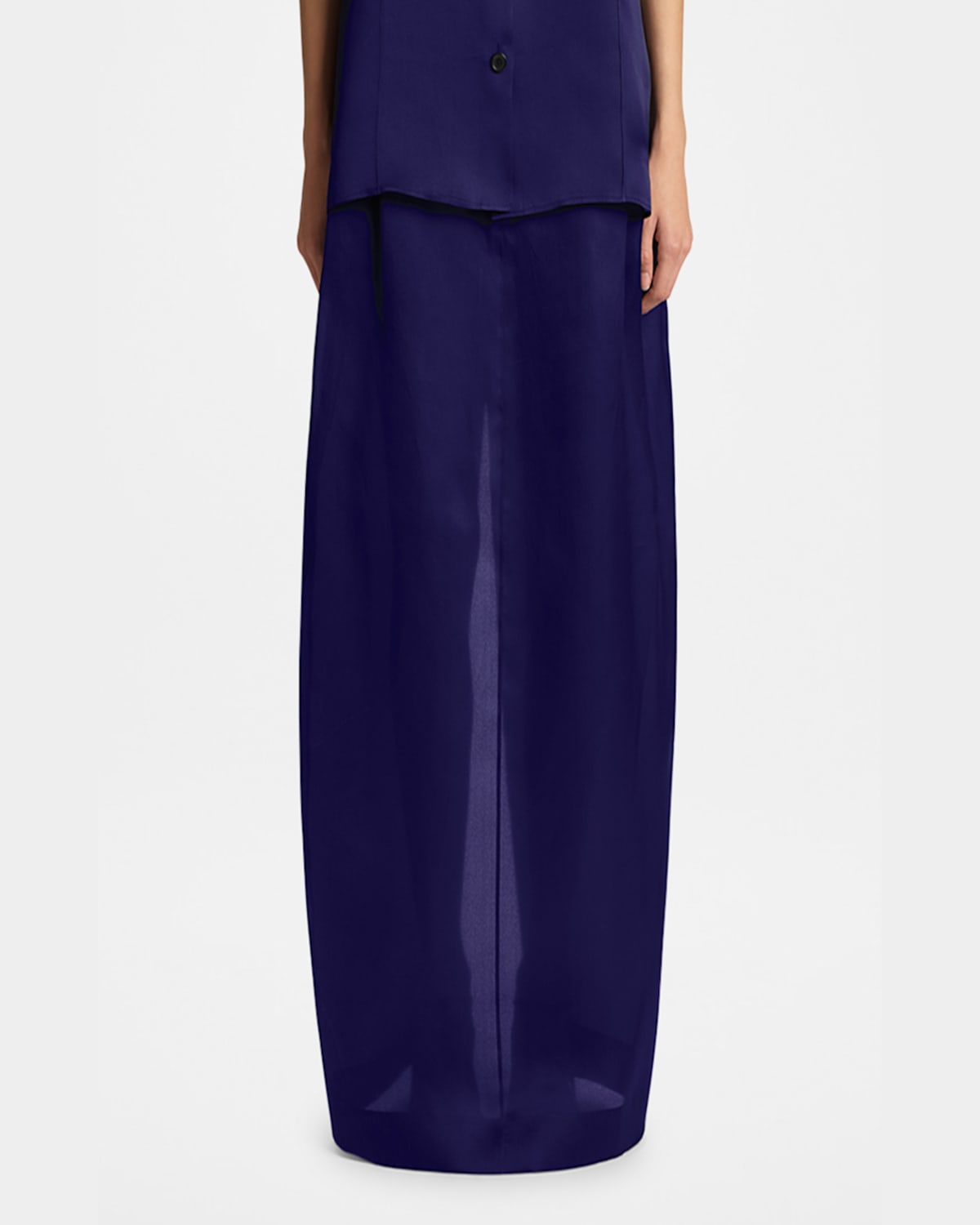 Khaite Lucian Pleated Silk-organza Maxi Skirt In Amethyst
