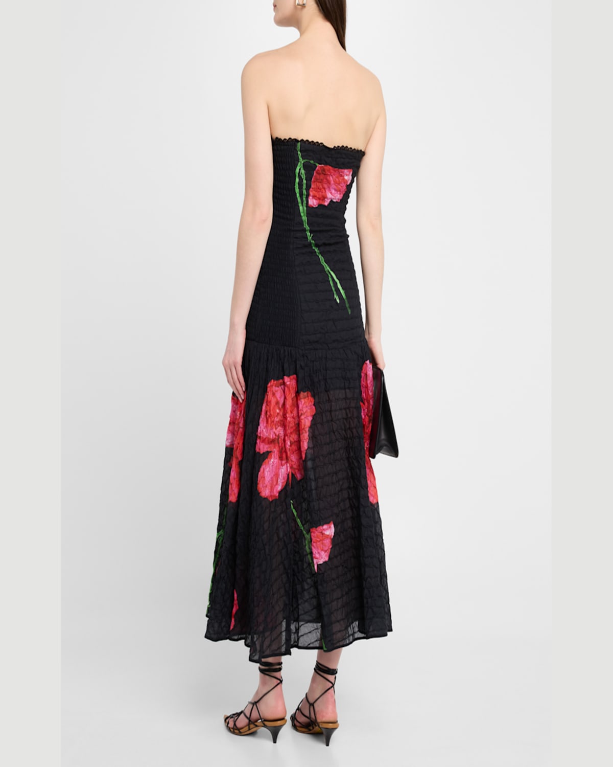 Charo Ruiz Ibiza Opal Floral-print Cotton-blend Midi Dress In Black