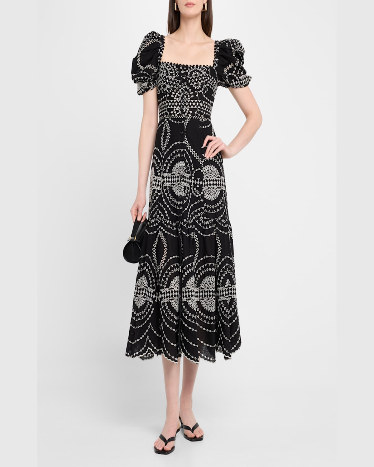 Charo Ruiz Kaysa Embroidered Midi Dress In Black