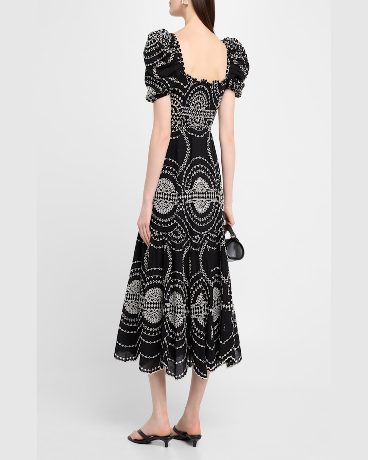 Charo Ruiz Kaysa Embroidered Midi Dress In Black