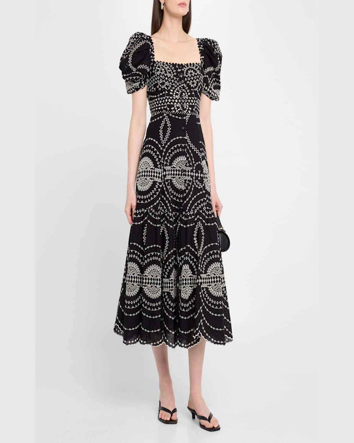 Charo Ruiz Kaysa Embroidered Midi Dress In Black