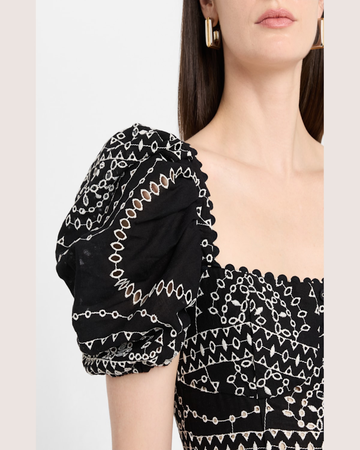 Charo Ruiz Kaysa Embroidered Midi Dress In Black