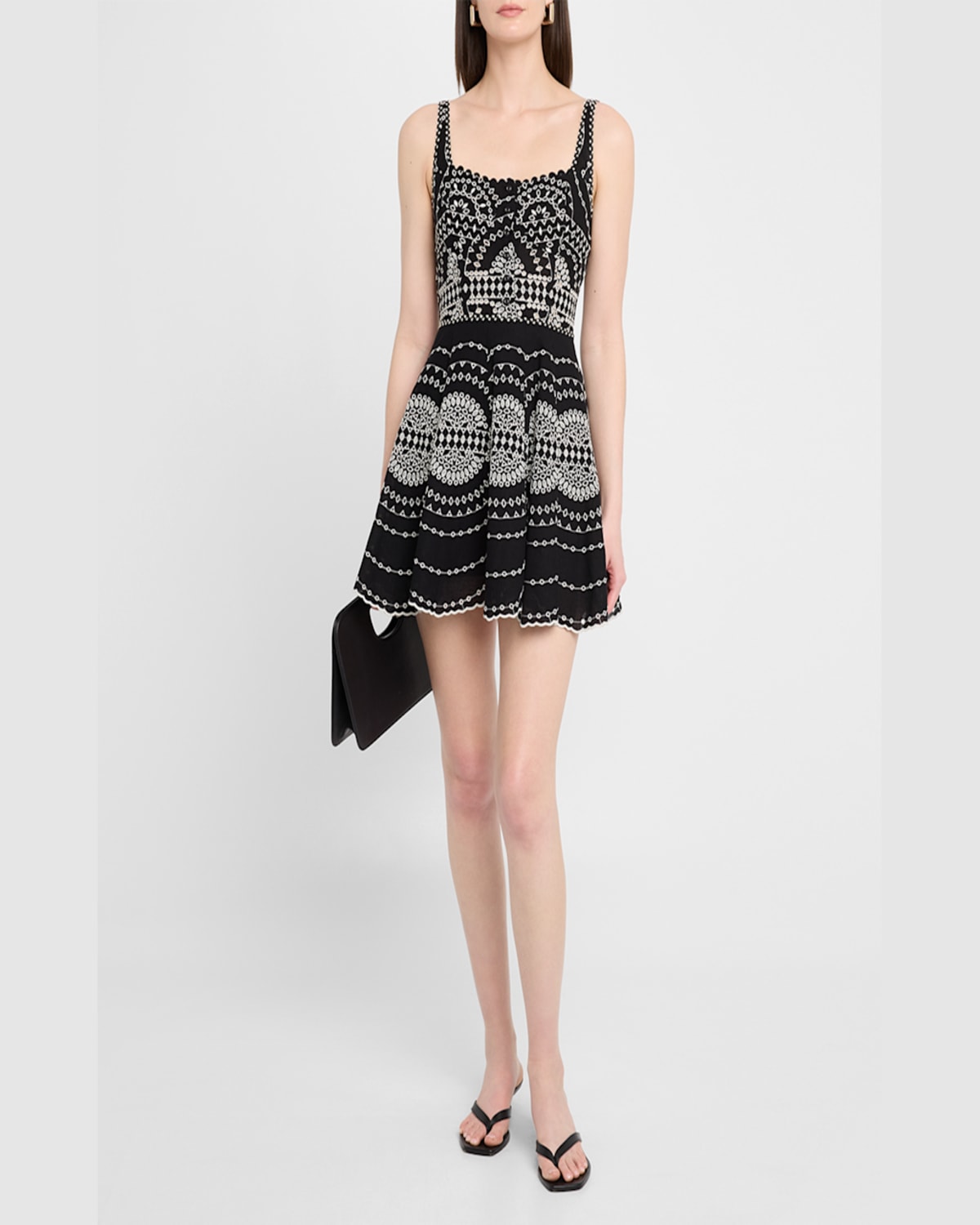 Charo Ruiz Winnie Broderie Anglaise Cotton-blend Mini Dress In Black