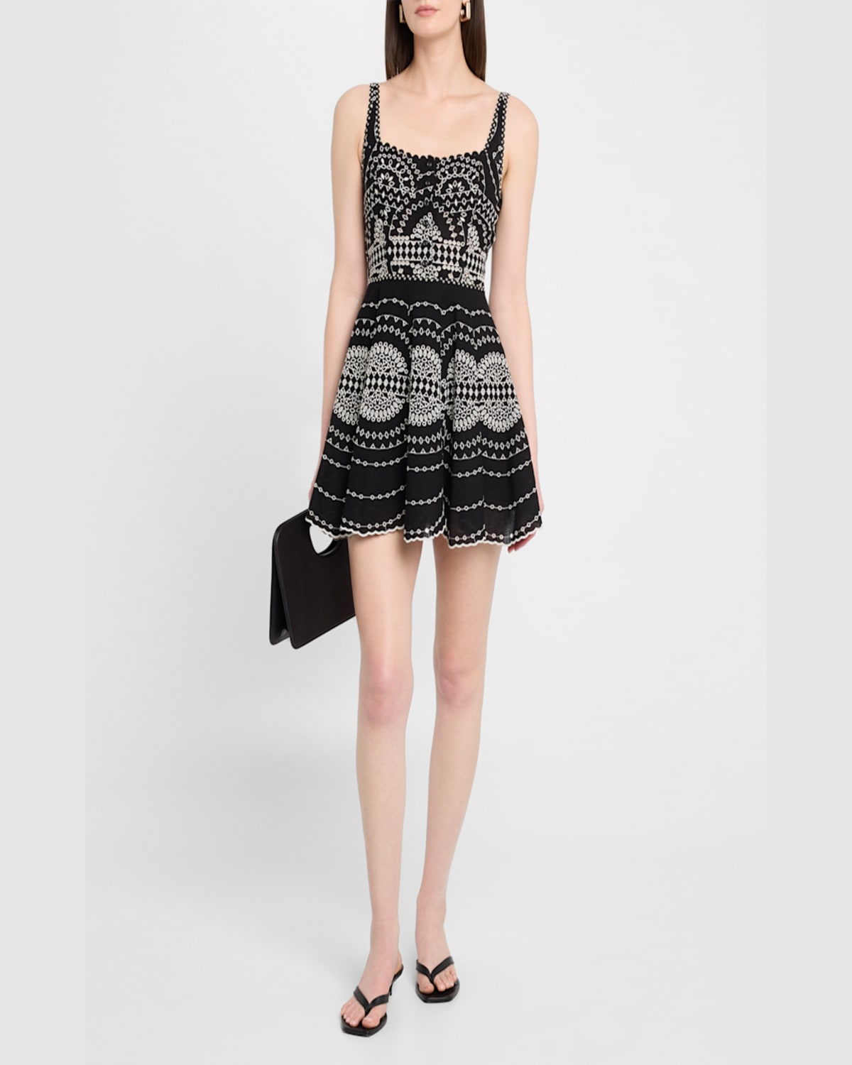 Charo Ruiz Winnie Broderie Anglaise Cotton-blend Mini Dress In Black