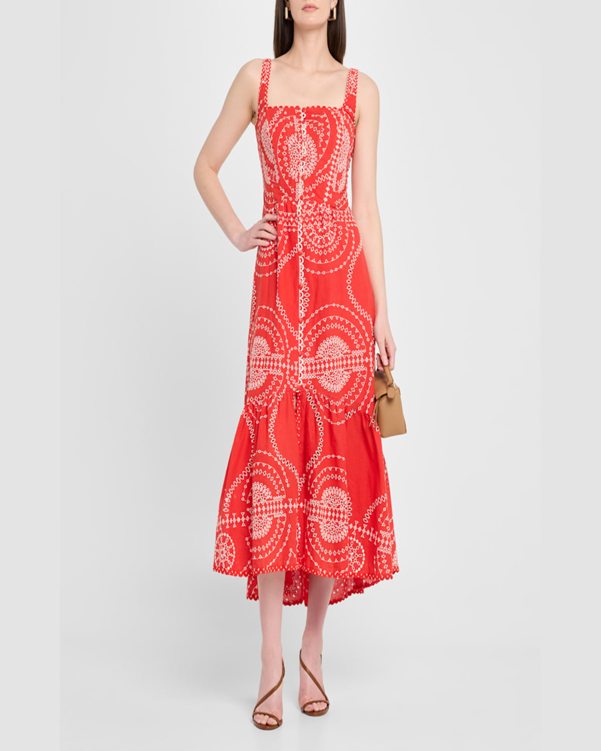 Charo Ruiz Greba Embroidered Maxi Dress In Red Nelum