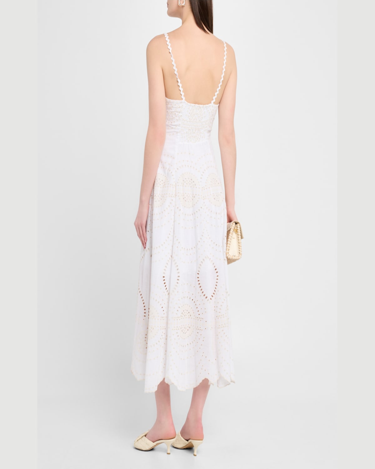 Charo Ruiz Catta Embroidered Button-front Midi Dress In Ivory