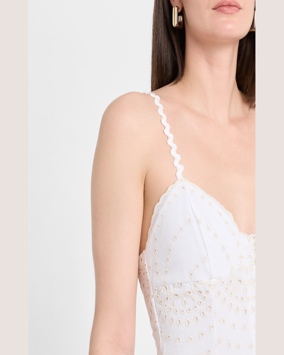 Charo Ruiz Catta Embroidered Button-front Midi Dress In Ivory