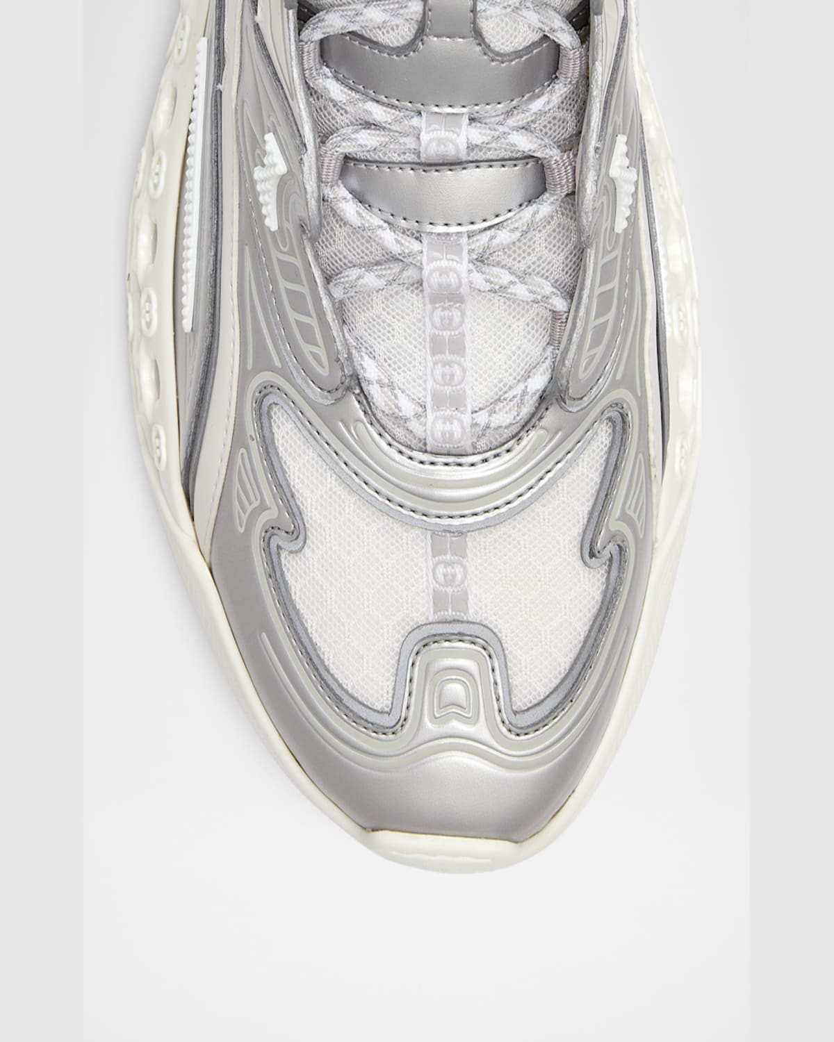 Gucci Two-tone Mesh And Rubber Cub3d Sneakers In Silver/white