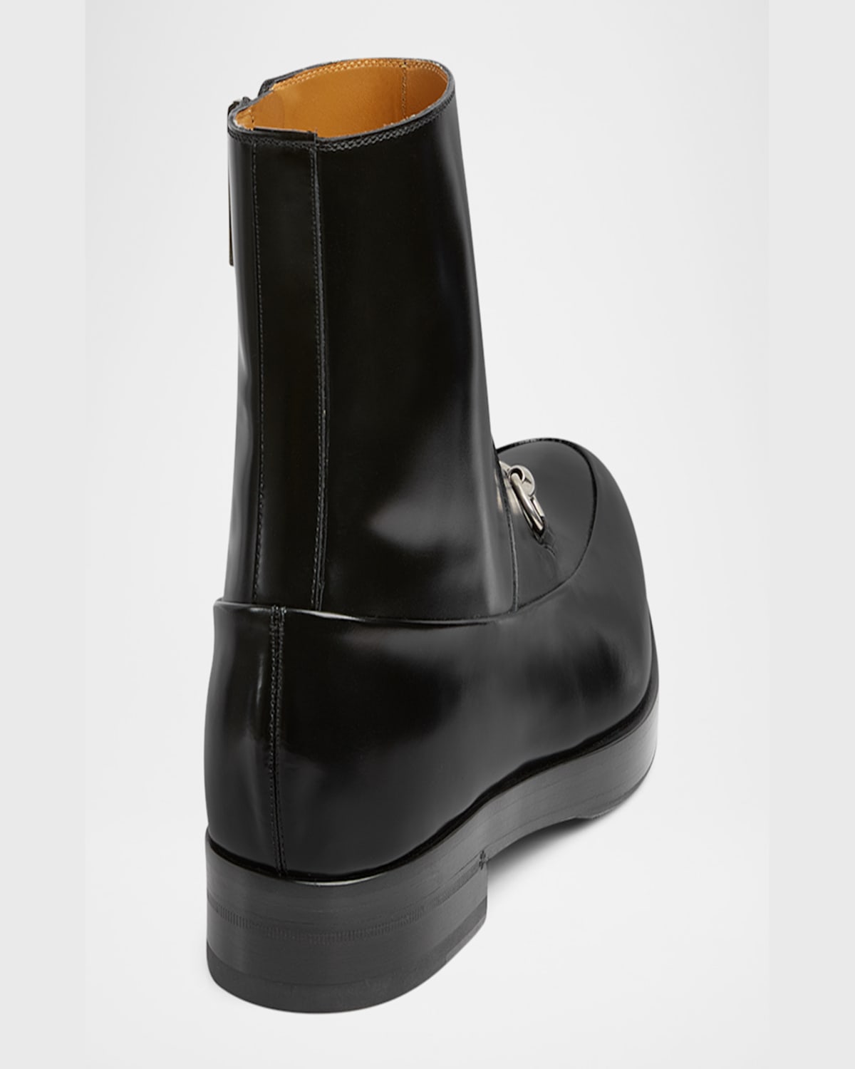Gucci Men's Burn Leather Horsebit Ankle Boots In Black