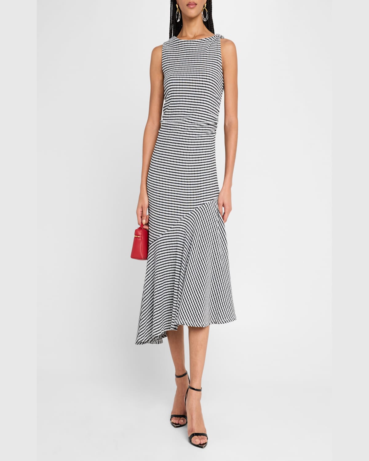 Shop Rails Daija Asymmetric Midi Dress In Black Gingham