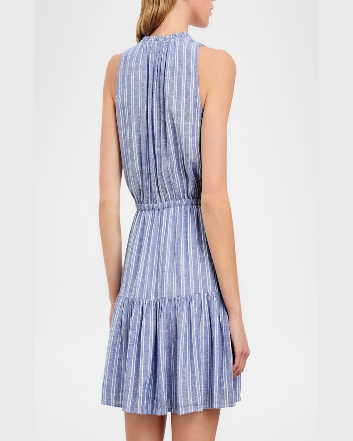 Rails Albany Stripe Tiered Linen Blend Dress In Lake View Stripe